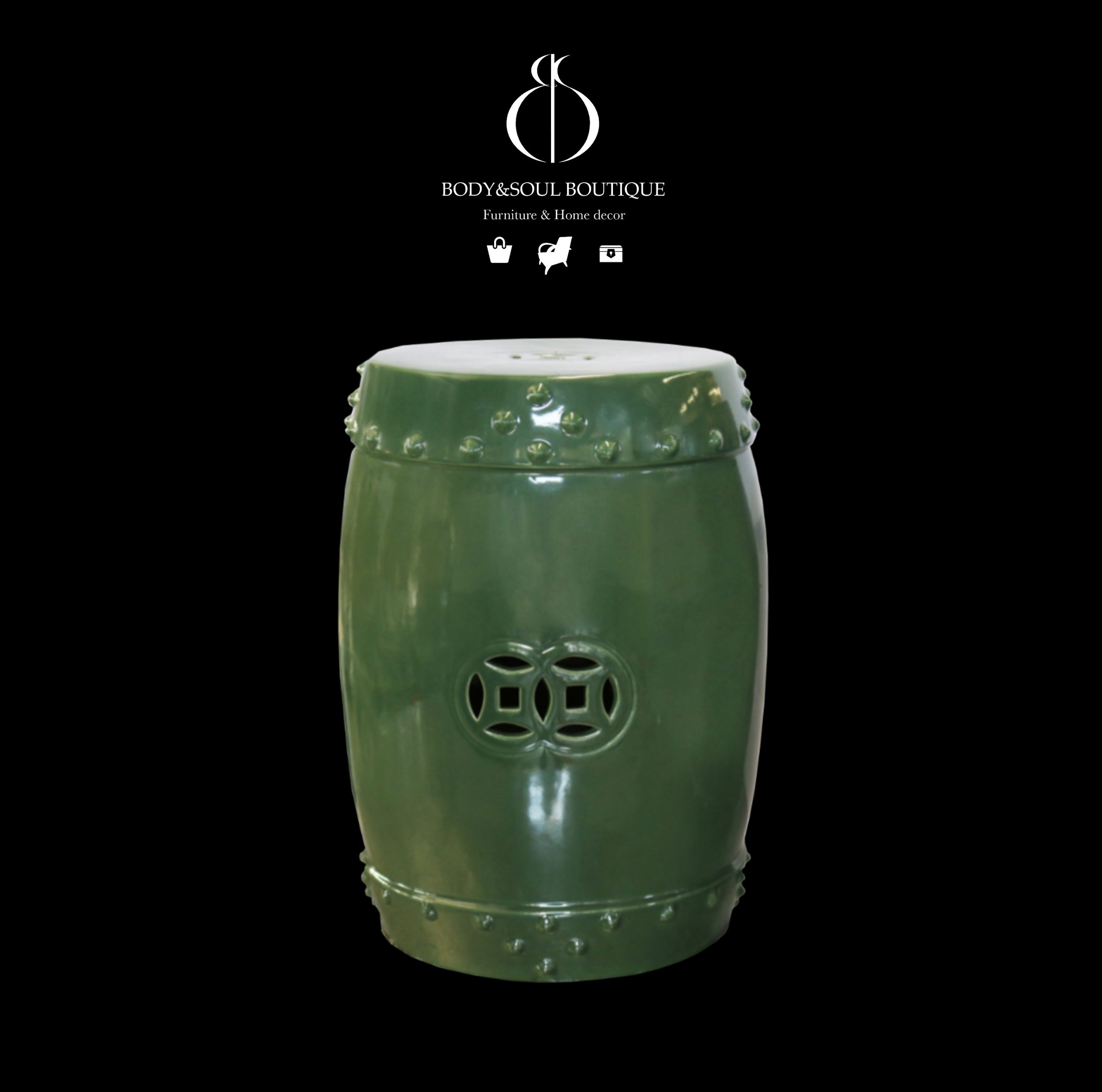 Drum-shaped Porcelain Pedestal (jade green)